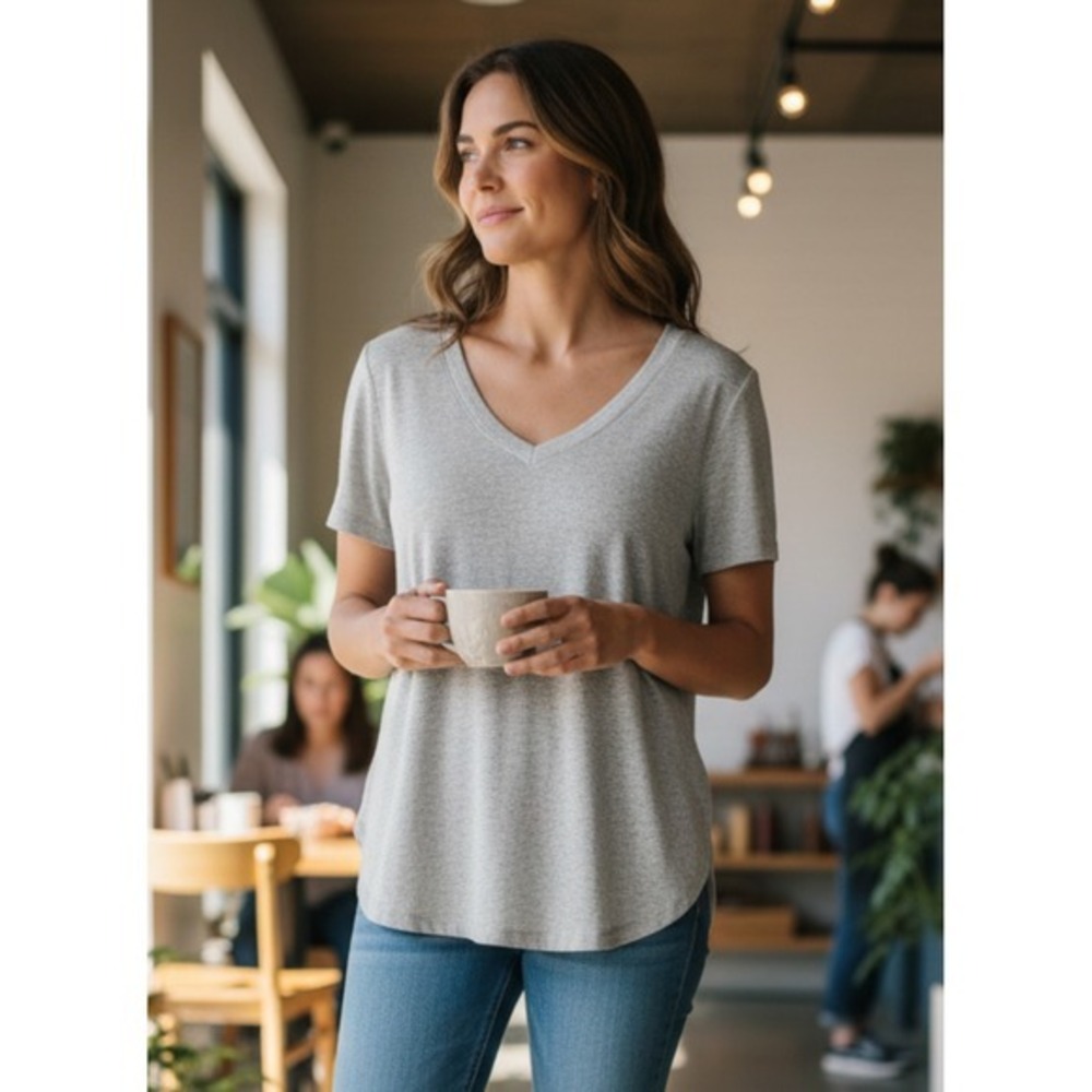 Philosophy Republic Clothing Heather Gray V Neck Short Sleeve T Shirt Top XS